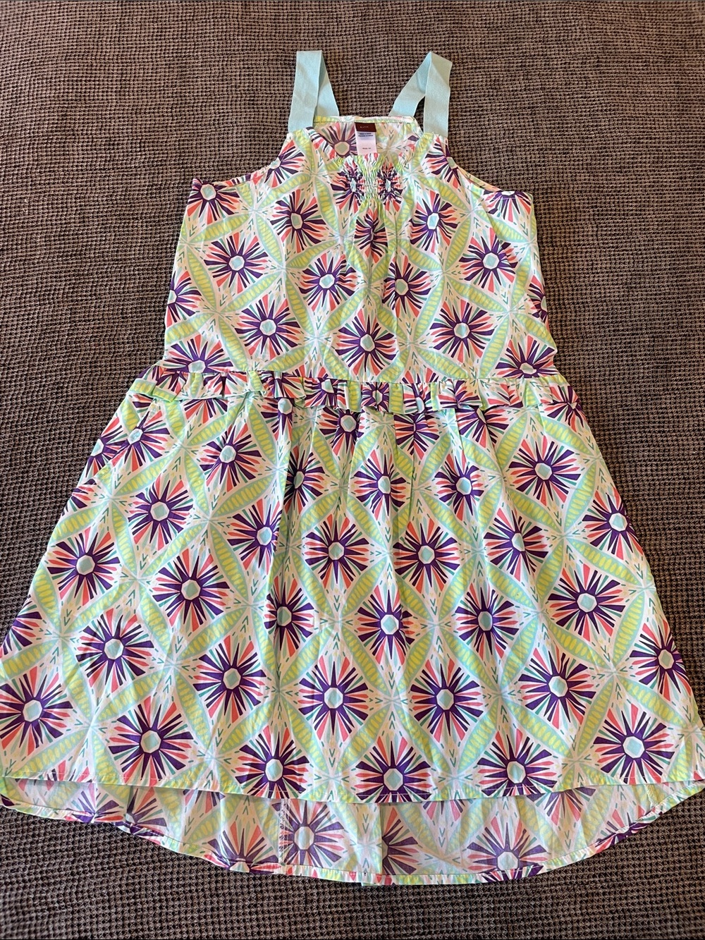 Tea Collection Multi Floral Diamond Print Sundress - Purple, Pink, Green